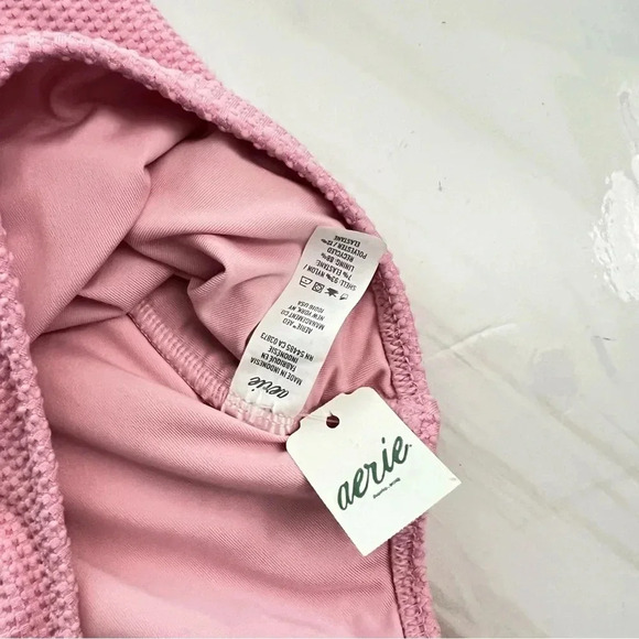 Aerie Waffle V-Neck One Piece Swimsuit Size XL Country Pink Adjustable Straps - Picture 14 of 14